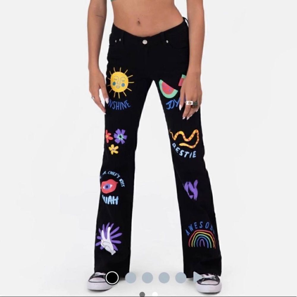 Adika Black graphic jeans Size Small